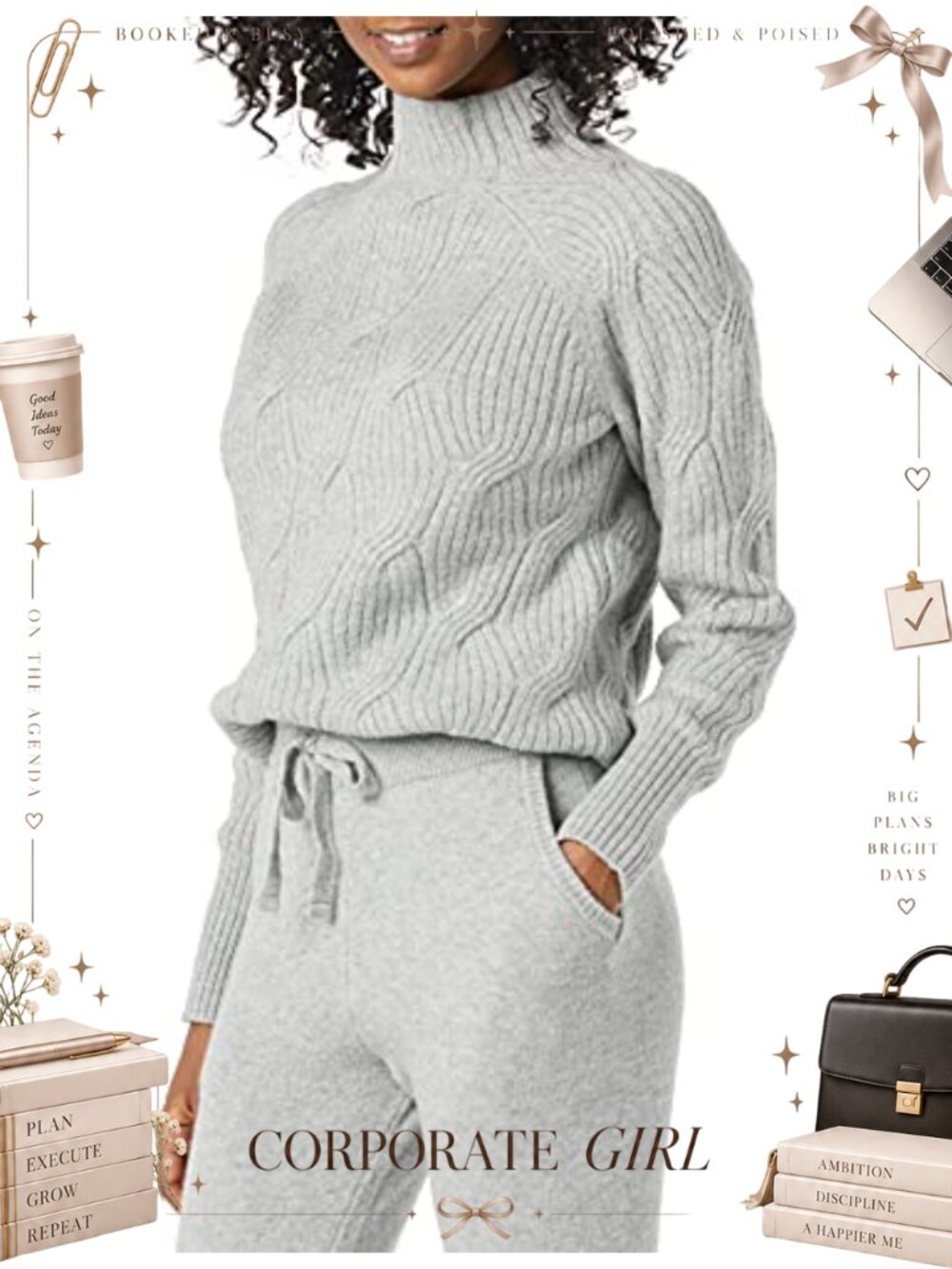 Soft Touch Funnel Neck Cable Knit Pullover Sweater Long Sleeve